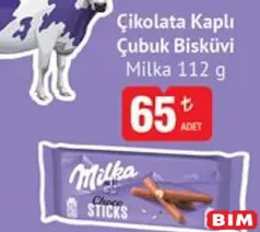 MİLKA ÇİKOLATA KAPLI ÇUBUK BİSKÜVİ 112 G fiyat ve kampanya bilgisi